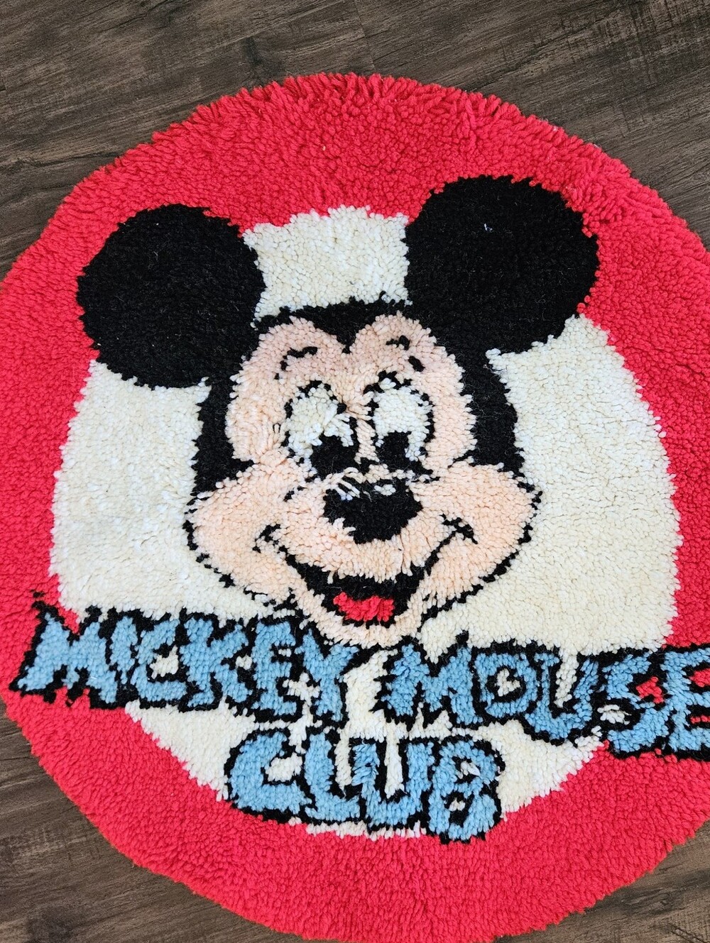 Vintage (1950s) Round Mickey Mouse Club 35" Latch Hook .